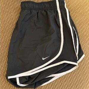 Nike Women's Gray and White Athletic Shorts